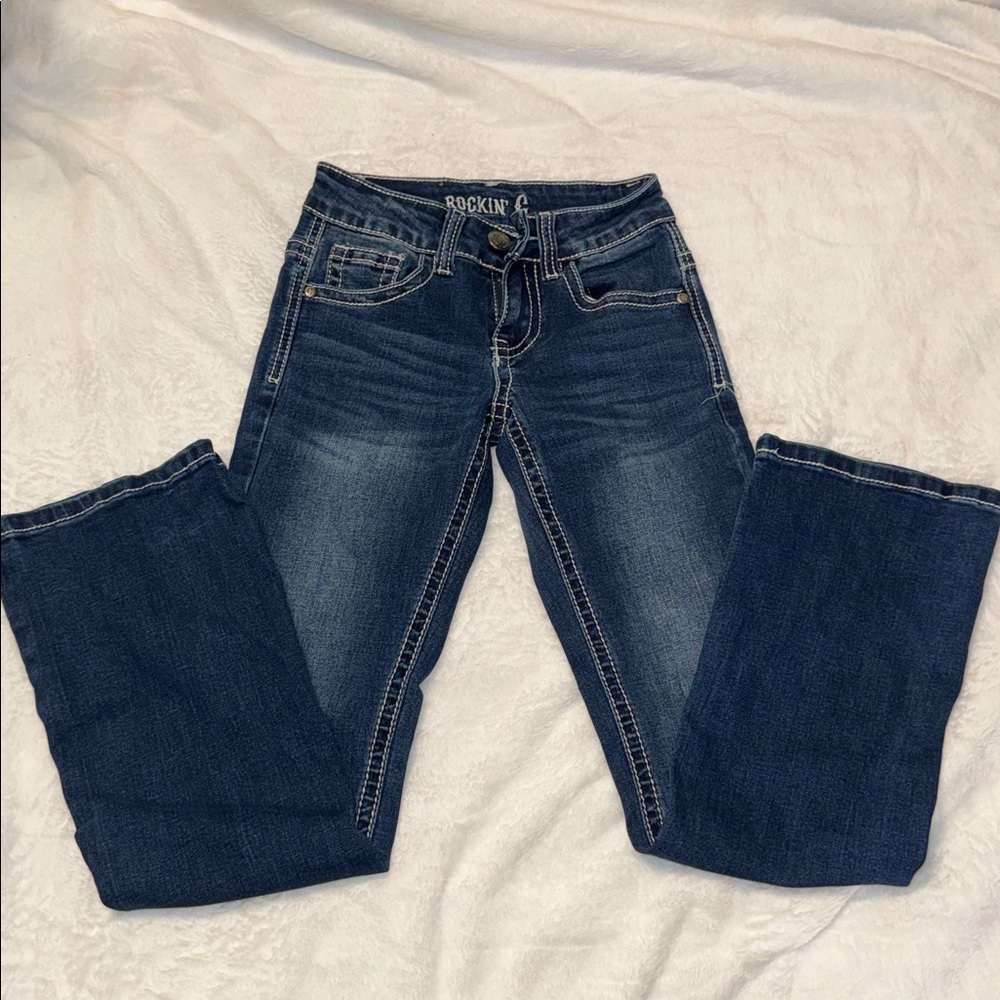 Blue Dark Wash girls Rockin’C Jeans
